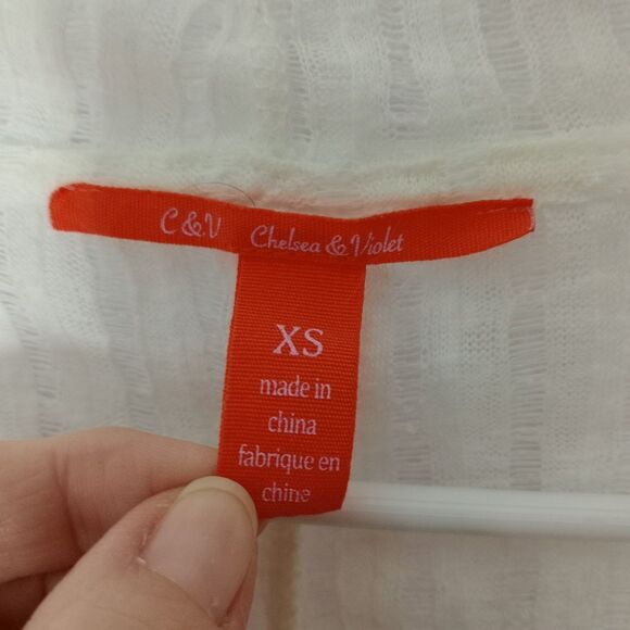 ⭐ C&V Chelsea & Violet Sheer Oversized Hooded Cover Up Striped Blouse Shirt XS - Picture 6 of 7